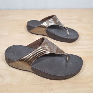 Fitflop Walkstar III Walkstar 3 Sz 9 Bronze Flip Flop Thong Platform Sandals